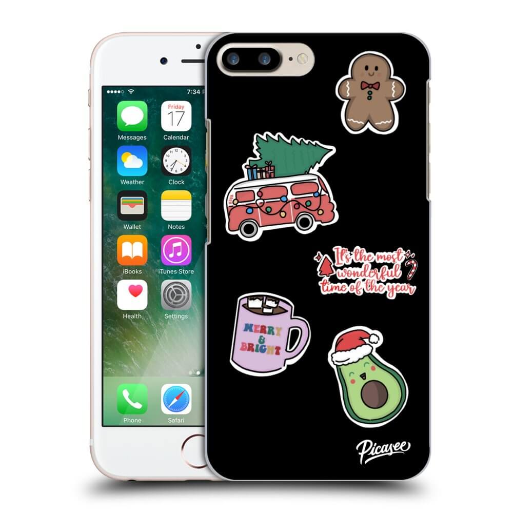 Picasee Apple iPhone 8 Plus Hülle - Schwarzes Silikon - Christmas Stickers