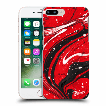 Picasee Apple iPhone 8 Plus Hülle - Transparentes Silikon - Red black