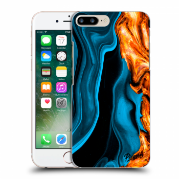 Picasee Apple iPhone 8 Plus Hülle - Schwarzes Silikon - Gold blue