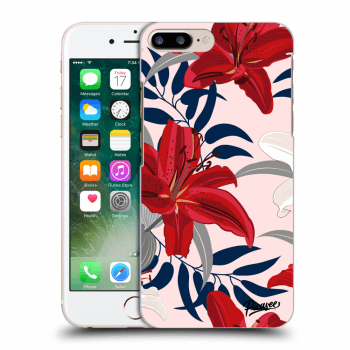 Picasee Apple iPhone 8 Plus Hülle - Transparentes Silikon - Red Lily