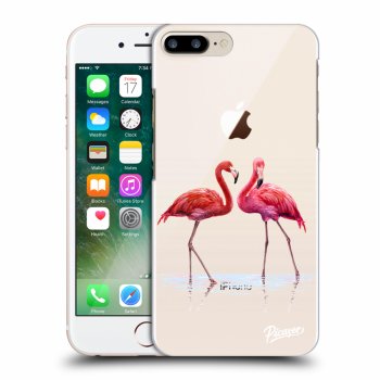 Picasee Apple iPhone 8 Plus Hülle - Transparentes Silikon - Flamingos couple