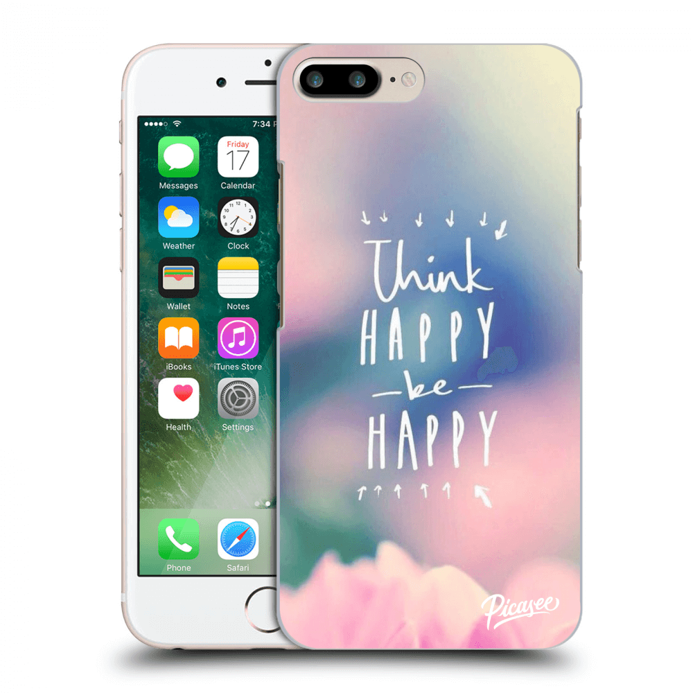 Picasee Apple iPhone 8 Plus Hülle - Schwarzes Silikon - Think happy be happy