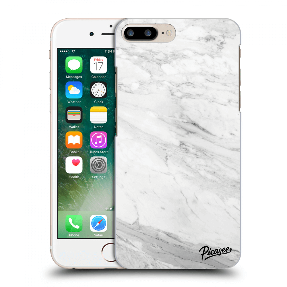 Picasee Apple iPhone 8 Plus Hülle - Transparentes Silikon - White marble