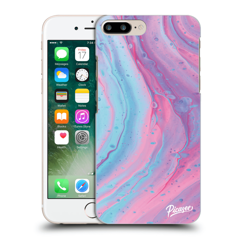 Picasee Apple iPhone 8 Plus Hülle - Schwarzes Silikon - Pink liquid
