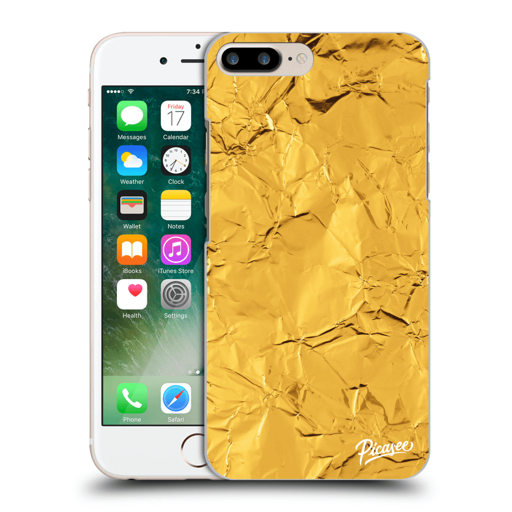 Picasee Apple iPhone 8 Plus Hülle - Schwarzes Silikon - Gold