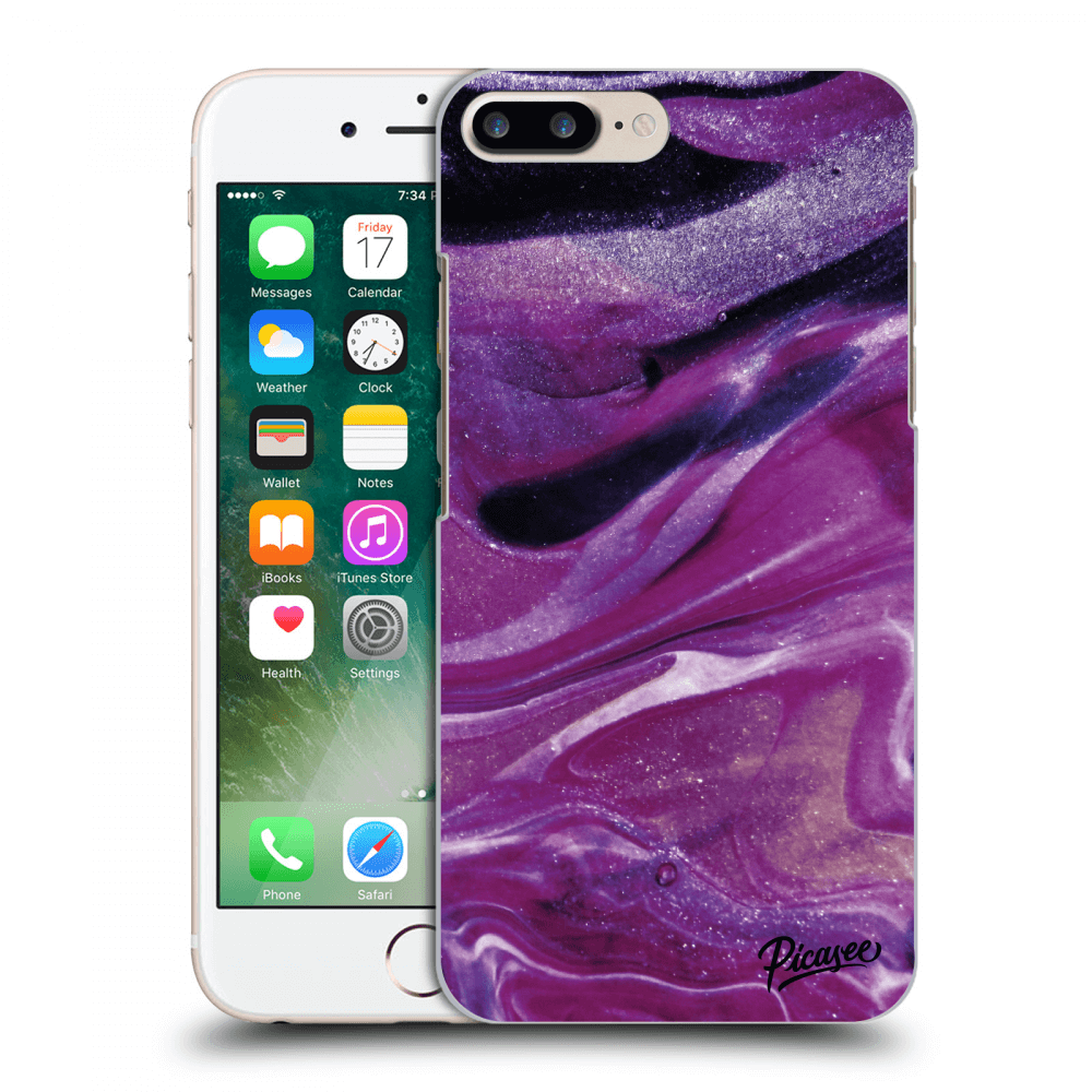 Picasee Apple iPhone 8 Plus Hülle - Transparentes Silikon - Purple glitter