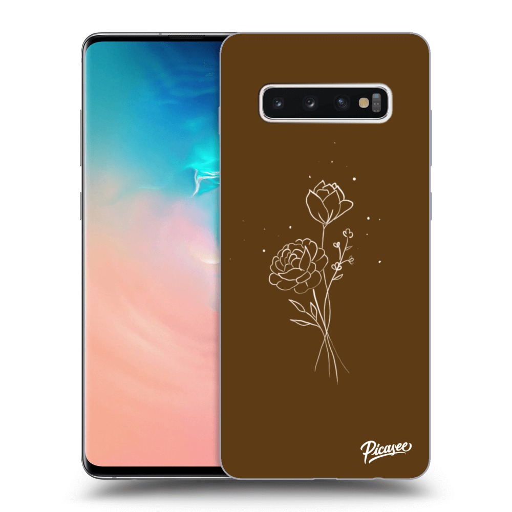 Picasee Samsung Galaxy S10 Plus G975 Hülle - Transparentes Silikon - Brown flowers