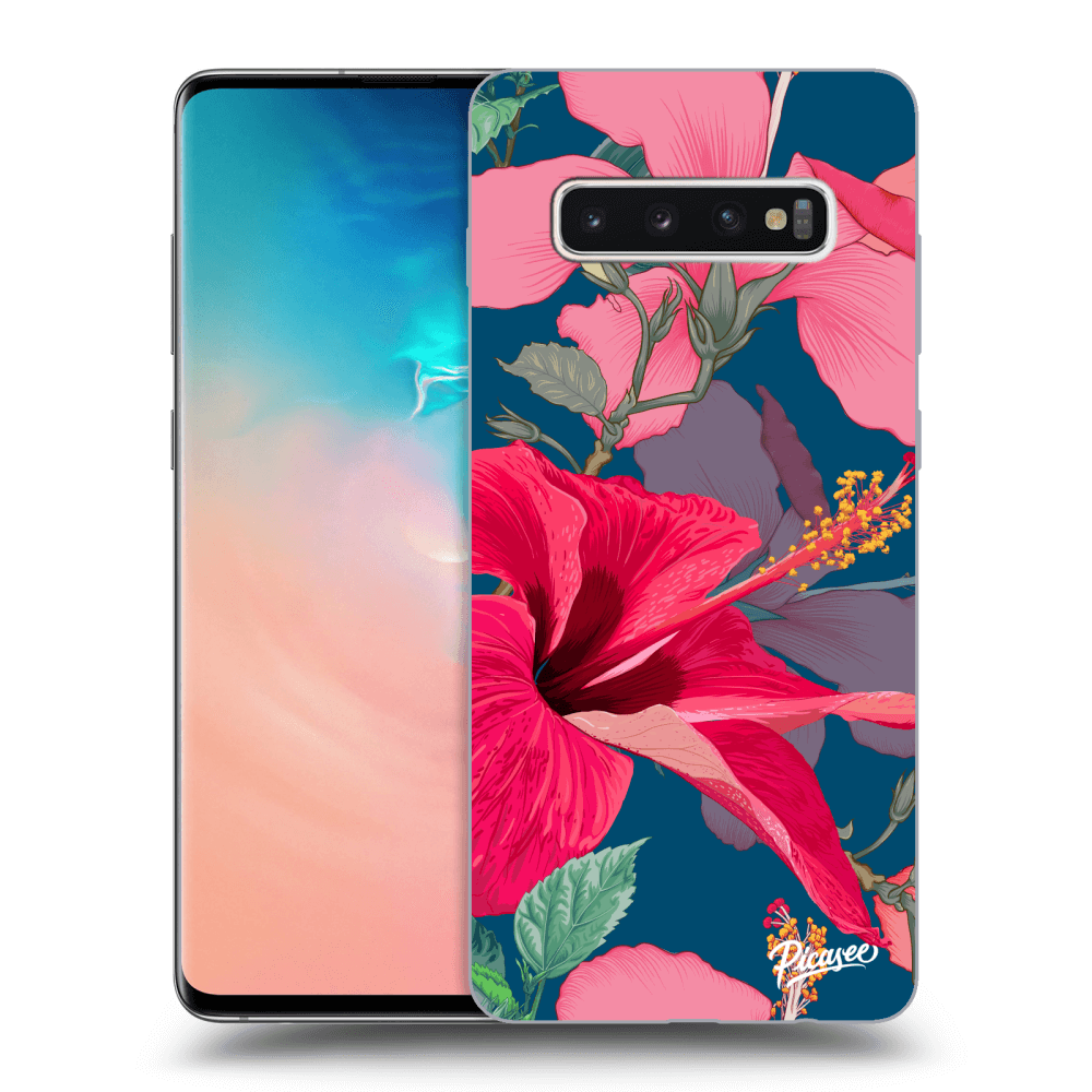 Picasee Samsung Galaxy S10 Plus G975 Hülle - Transparentes Silikon - Hibiscus