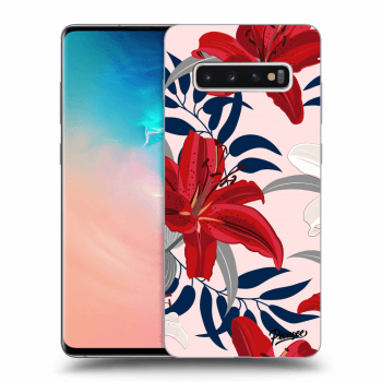 Picasee Samsung Galaxy S10 Plus G975 Hülle - Transparentes Silikon - Red Lily