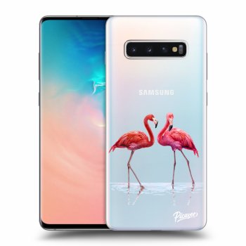 Picasee Samsung Galaxy S10 Plus G975 Hülle - Transparentes Silikon - Flamingos couple