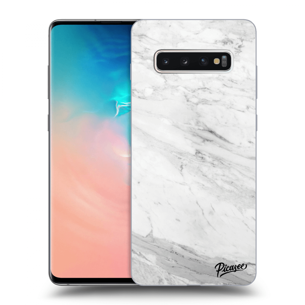 Picasee Samsung Galaxy S10 Plus G975 Hülle - Schwarzes Silikon - White marble