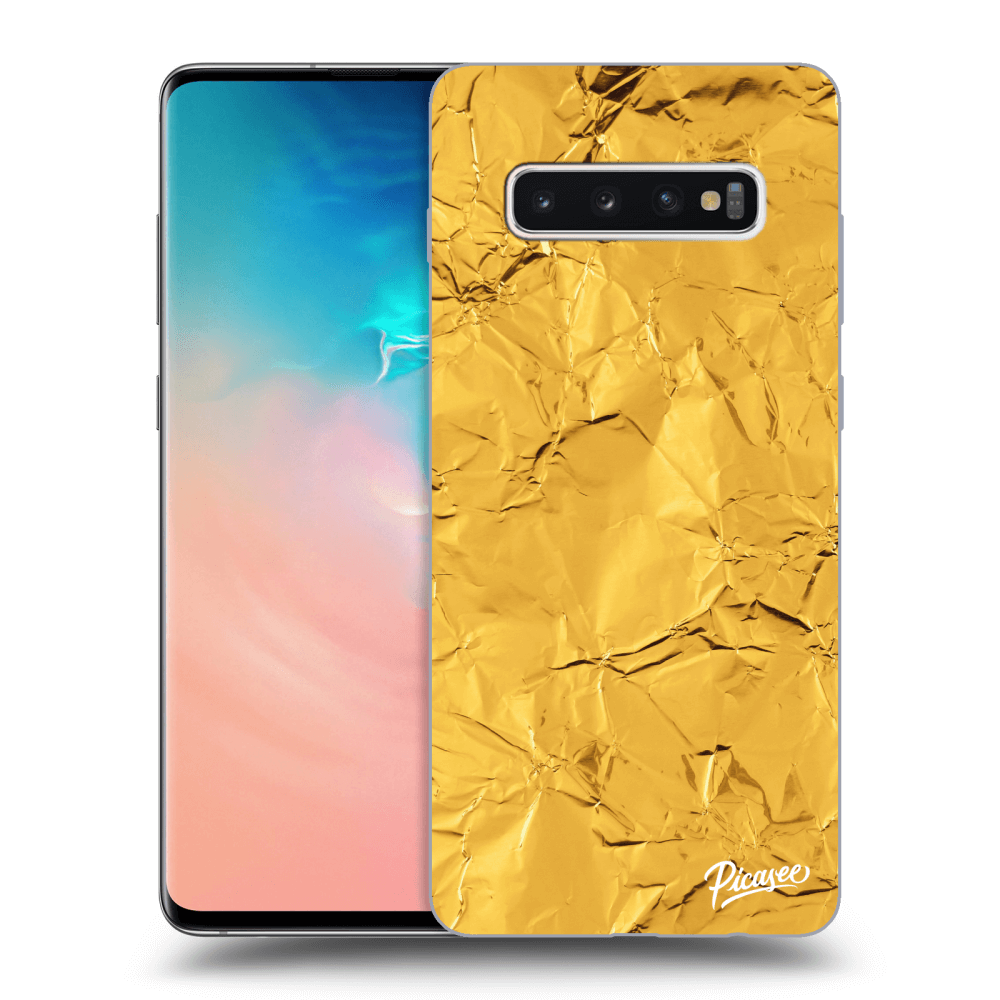 Picasee Samsung Galaxy S10 Plus G975 Hülle - Transparentes Silikon - Gold