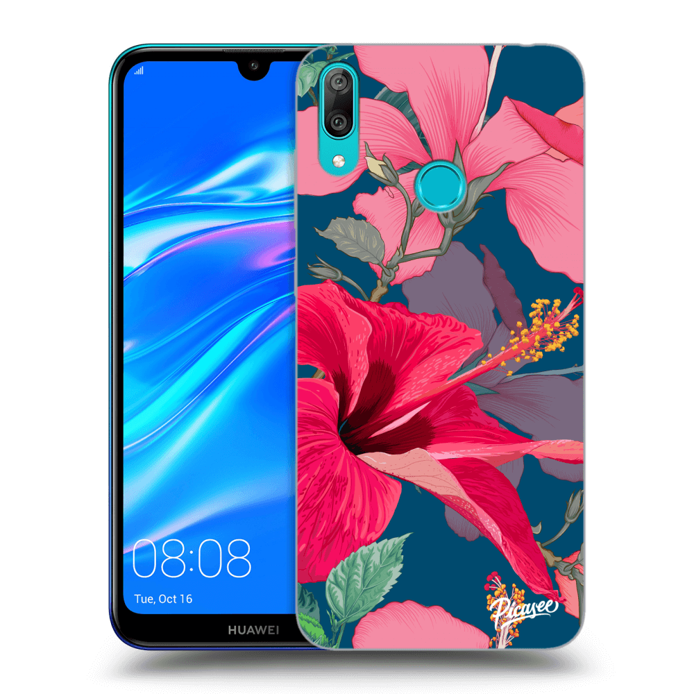 Picasee Huawei Y7 2019 Hülle - Transparentes Silikon - Hibiscus
