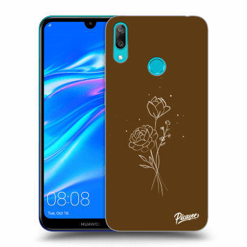 Picasee Huawei Y7 2019 Hülle - Transparentes Silikon - Brown flowers