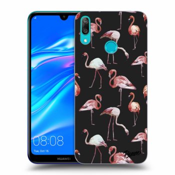 Picasee Huawei Y7 2019 Hülle - Schwarzes Silikon - Flamingos