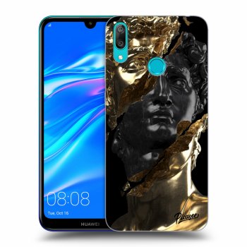 Picasee Huawei Y7 2019 Hülle - Schwarzes Silikon - Gold - Black