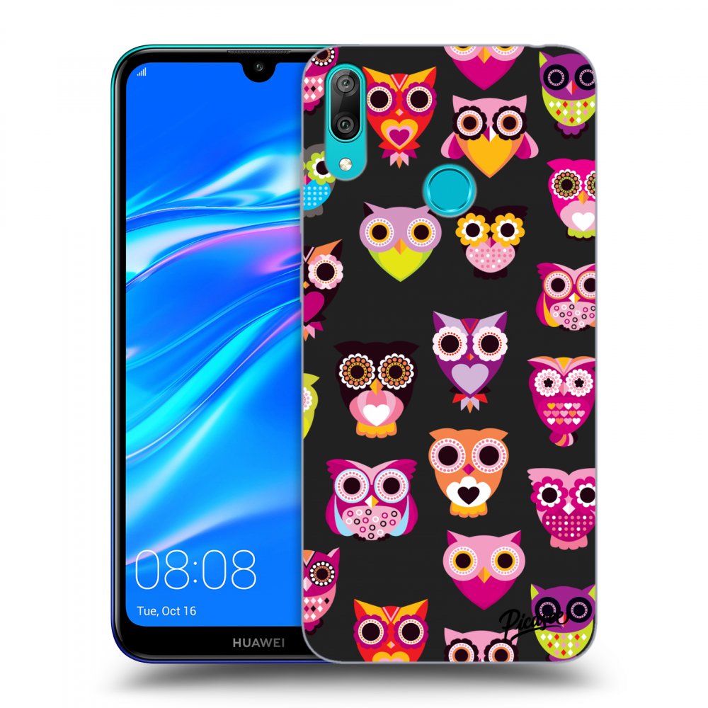 Picasee Huawei Y7 2019 Hülle - Schwarzes Silikon - Owls