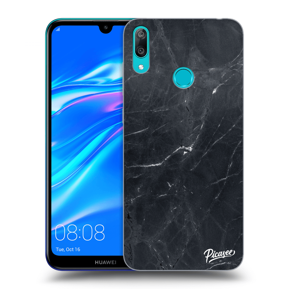 Picasee Huawei Y7 2019 Hülle - Schwarzes Silikon - Black marble