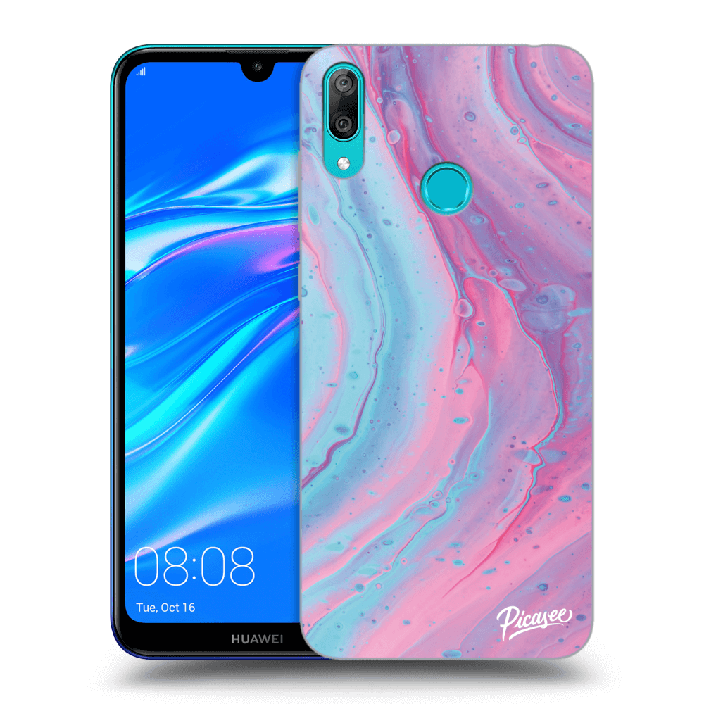 Picasee Huawei Y7 2019 Hülle - Transparentes Silikon - Pink liquid