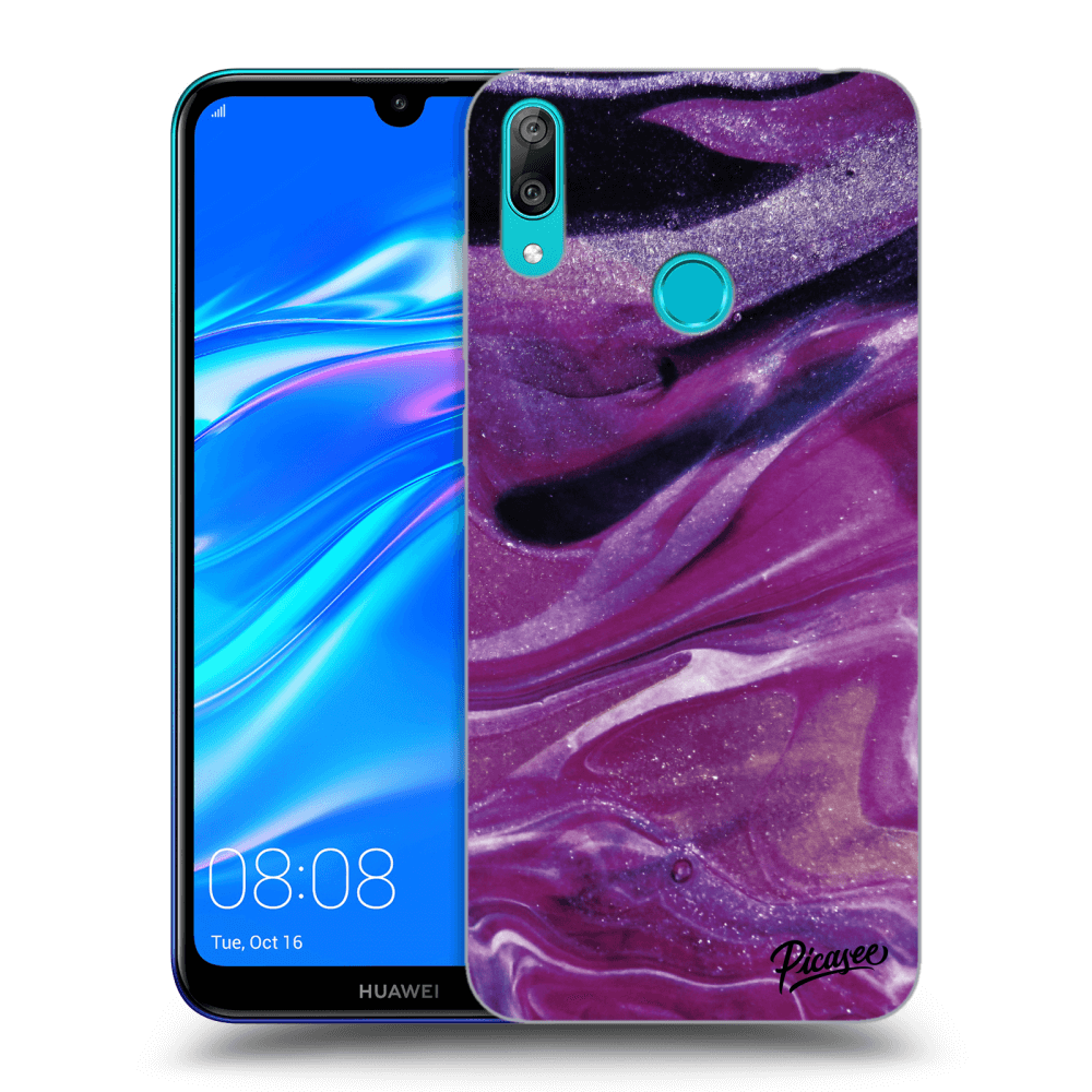 Picasee Huawei Y7 2019 Hülle - Schwarzes Silikon - Purple glitter