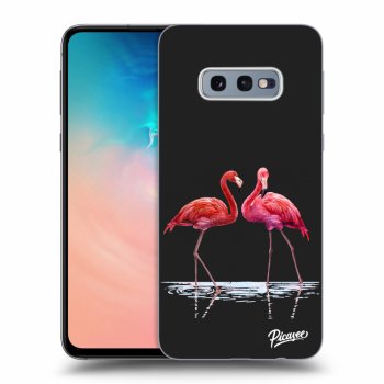 Picasee Samsung Galaxy S10e G970 Hülle - Schwarzes Silikon - Flamingos couple