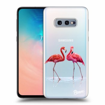 Picasee Samsung Galaxy S10e G970 Hülle - Transparentes Silikon - Flamingos couple