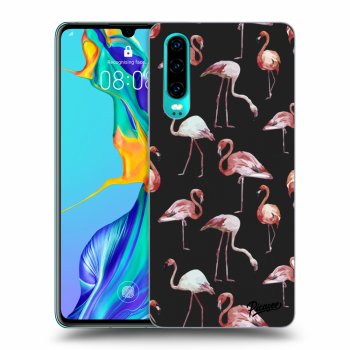 Picasee Huawei P30 Hülle - Schwarzes Silikon - Flamingos