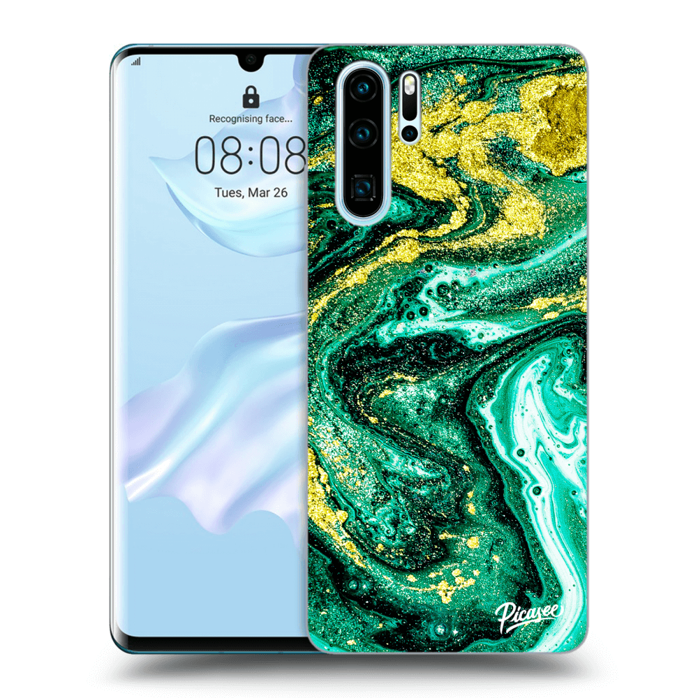 Picasee Huawei P30 Pro Hülle - Transparentes Silikon - Green Gold