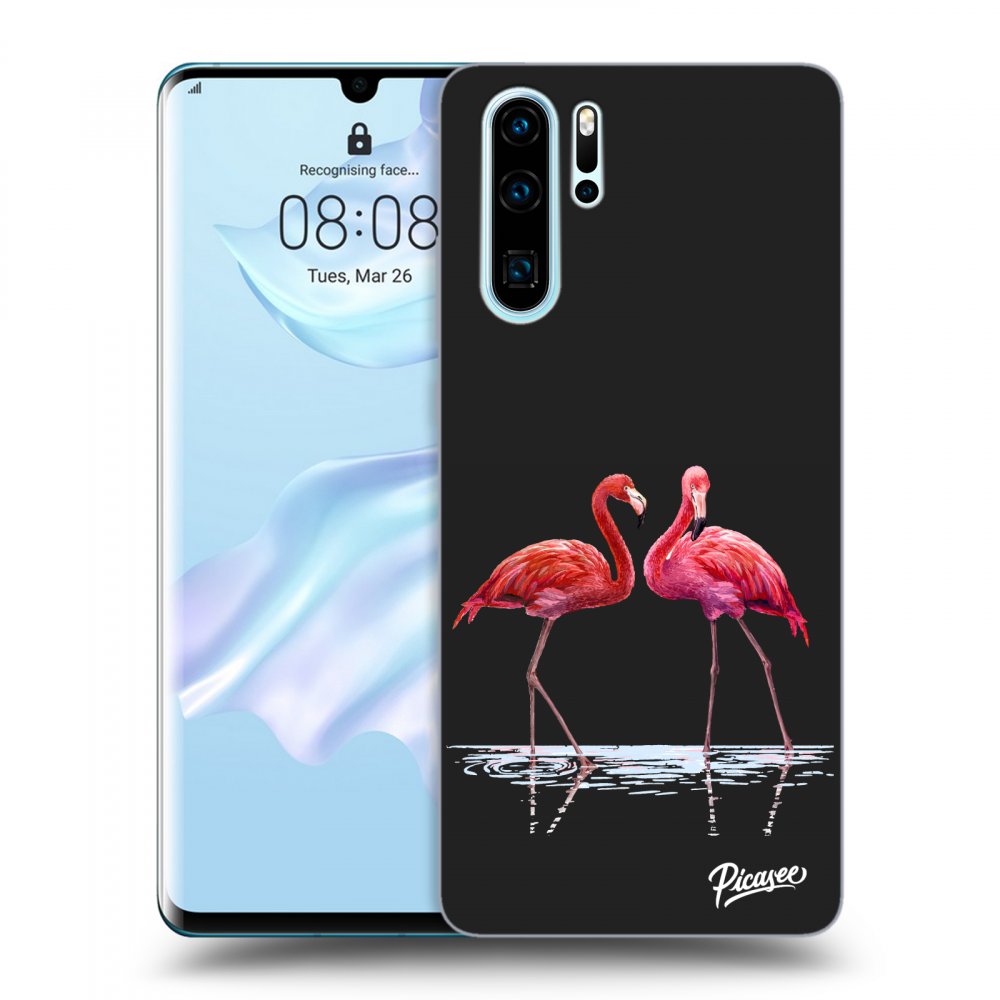 Picasee Huawei P30 Pro Hülle - Schwarzes Silikon - Flamingos couple