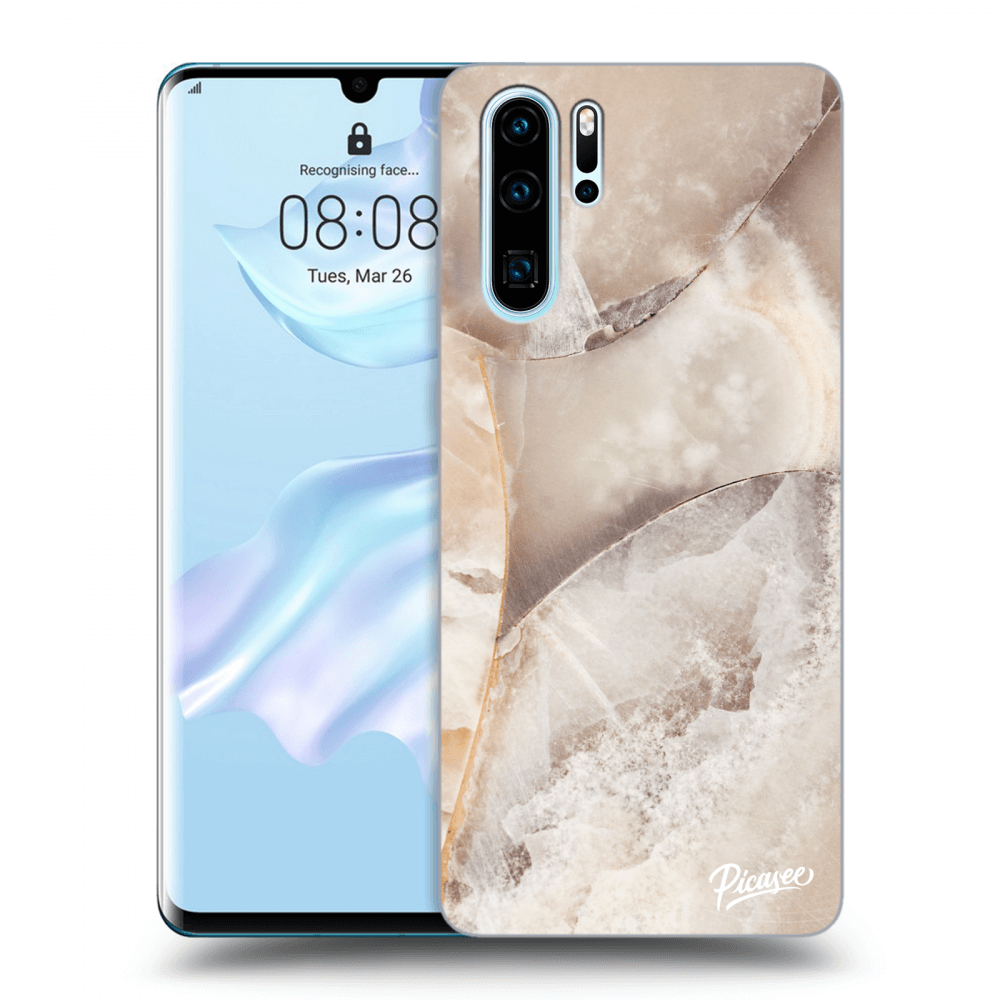 Picasee Huawei P30 Pro Hülle - Schwarzes Silikon - Cream marble