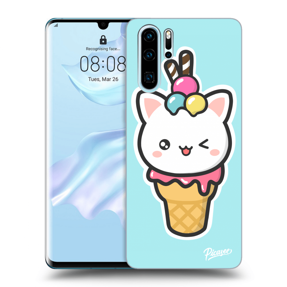 Picasee Huawei P30 Pro Hülle - Transparentes Silikon - Ice Cream Cat