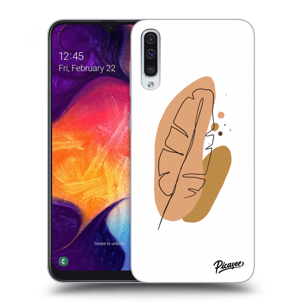 Picasee Samsung Galaxy A50 A505F Hülle - Schwarzes Silikon - Feather brown