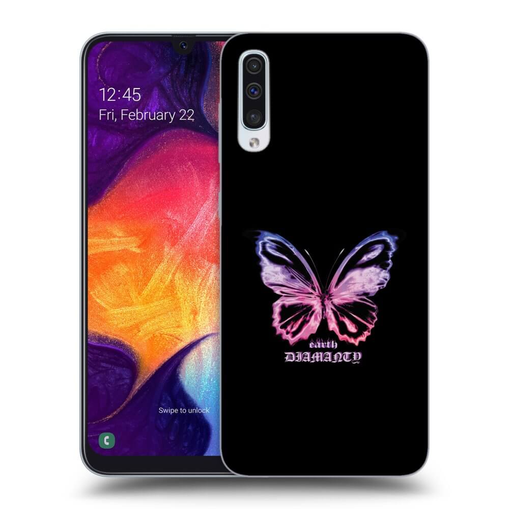 Picasee Samsung Galaxy A50 A505F Hülle - Schwarzes Silikon - Diamanty Purple