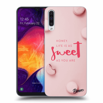 Picasee Samsung Galaxy A50 A505F Hülle - Schwarzes Silikon - Life is as sweet as you are