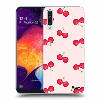 Picasee Samsung Galaxy A50 A505F Hülle - Schwarzes Silikon - Cherries