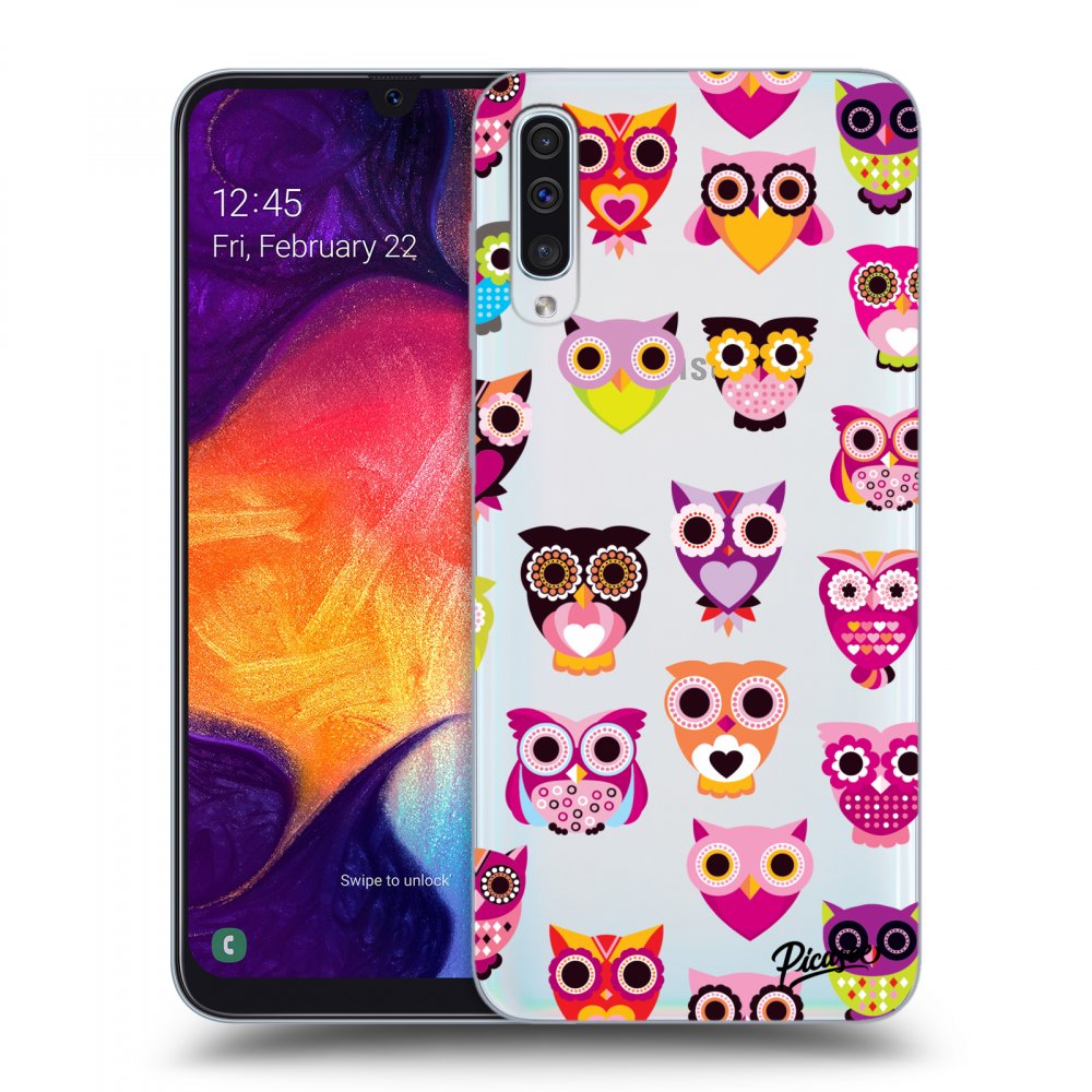 Picasee Samsung Galaxy A50 A505F Hülle - Transparentes Silikon - Owls