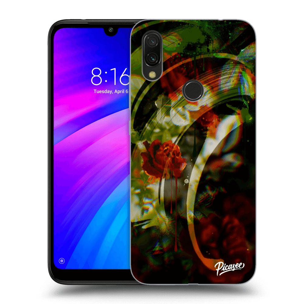 Picasee Xiaomi Redmi 7 Hülle - Schwarzes Silikon - Roses color