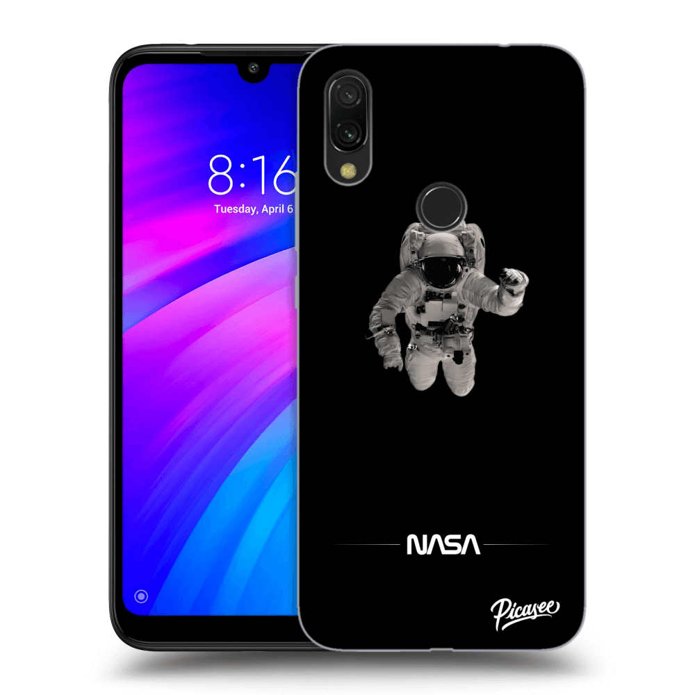 Picasee Xiaomi Redmi 7 Hülle - Schwarzes Silikon - Astronaut Minimal
