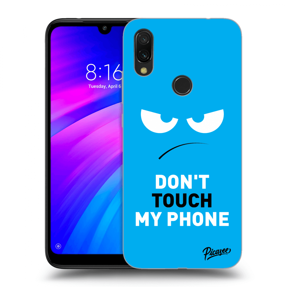 Picasee Xiaomi Redmi 7 Hülle - Schwarzes Silikon - Angry Eyes - Blue