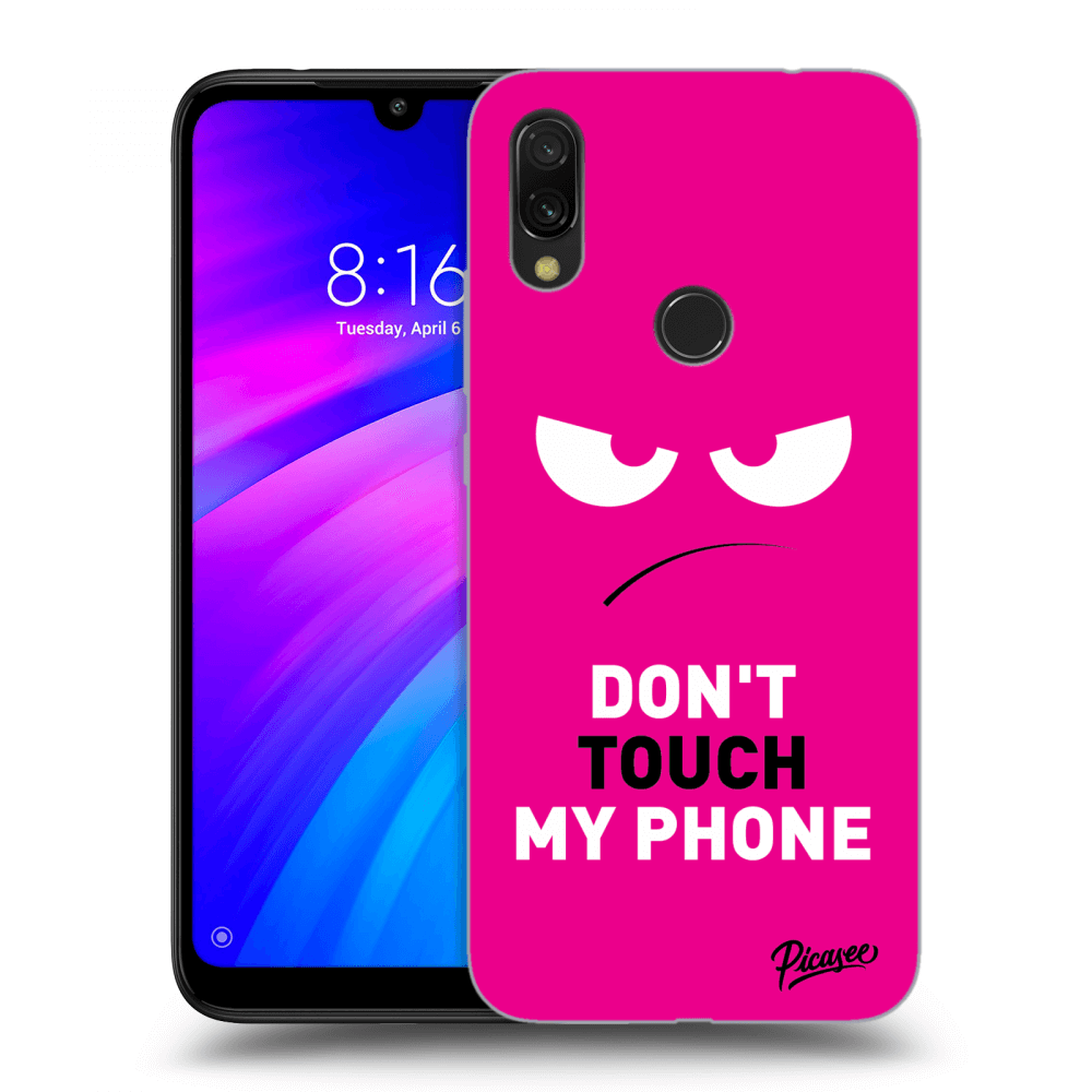 Picasee Xiaomi Redmi 7 Hülle - Schwarzes Silikon - Angry Eyes - Pink