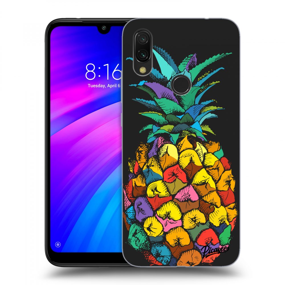 Picasee Xiaomi Redmi 7 Hülle - Schwarzes Silikon - Pineapple
