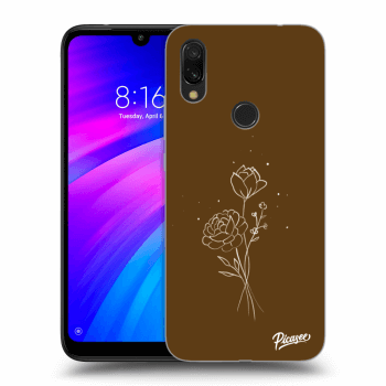 Picasee Xiaomi Redmi 7 Hülle - Transparentes Silikon - Brown flowers