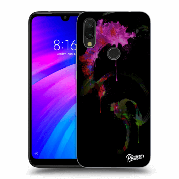 Picasee Xiaomi Redmi 7 Hülle - Schwarzes Silikon - Peony black