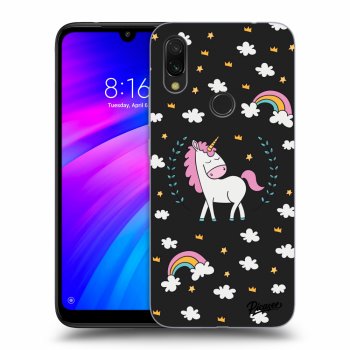 Picasee Xiaomi Redmi 7 Hülle - Schwarzes Silikon - Unicorn star heaven