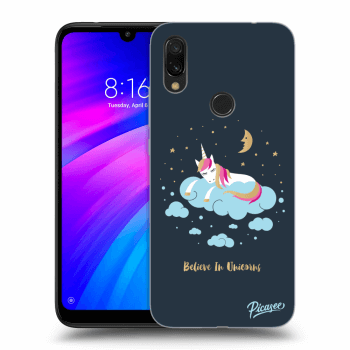 Picasee Xiaomi Redmi 7 Hülle - Schwarzes Silikon - Believe In Unicorns