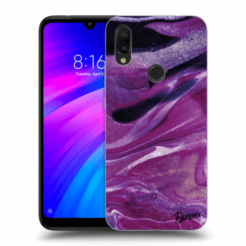Picasee Xiaomi Redmi 7 Hülle - Transparentes Silikon - Purple glitter