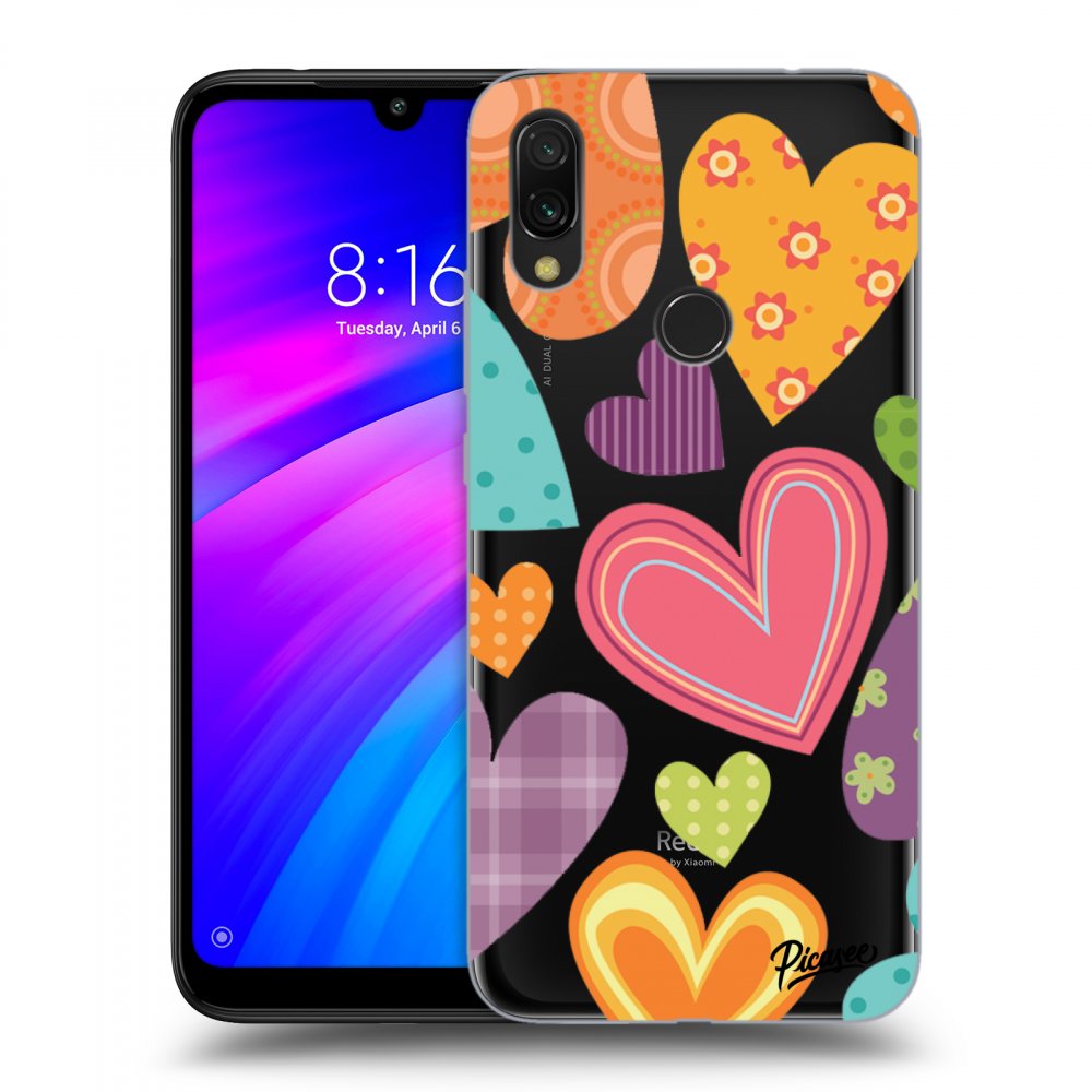 Picasee Xiaomi Redmi 7 Hülle - Transparentes Silikon - Colored heart