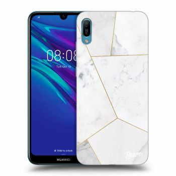 Picasee Huawei Y6 2019 Hülle - Schwarzes Silikon - White tile