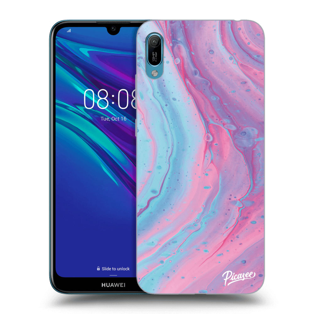 Picasee Huawei Y6 2019 Hülle - Schwarzes Silikon - Pink liquid