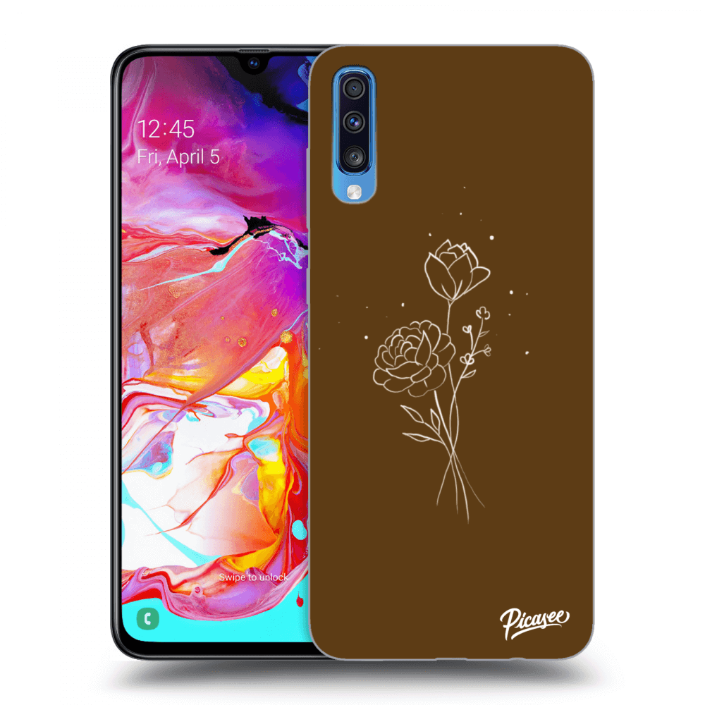 Picasee Samsung Galaxy A70 A705F Hülle - Transparentes Silikon - Brown flowers
